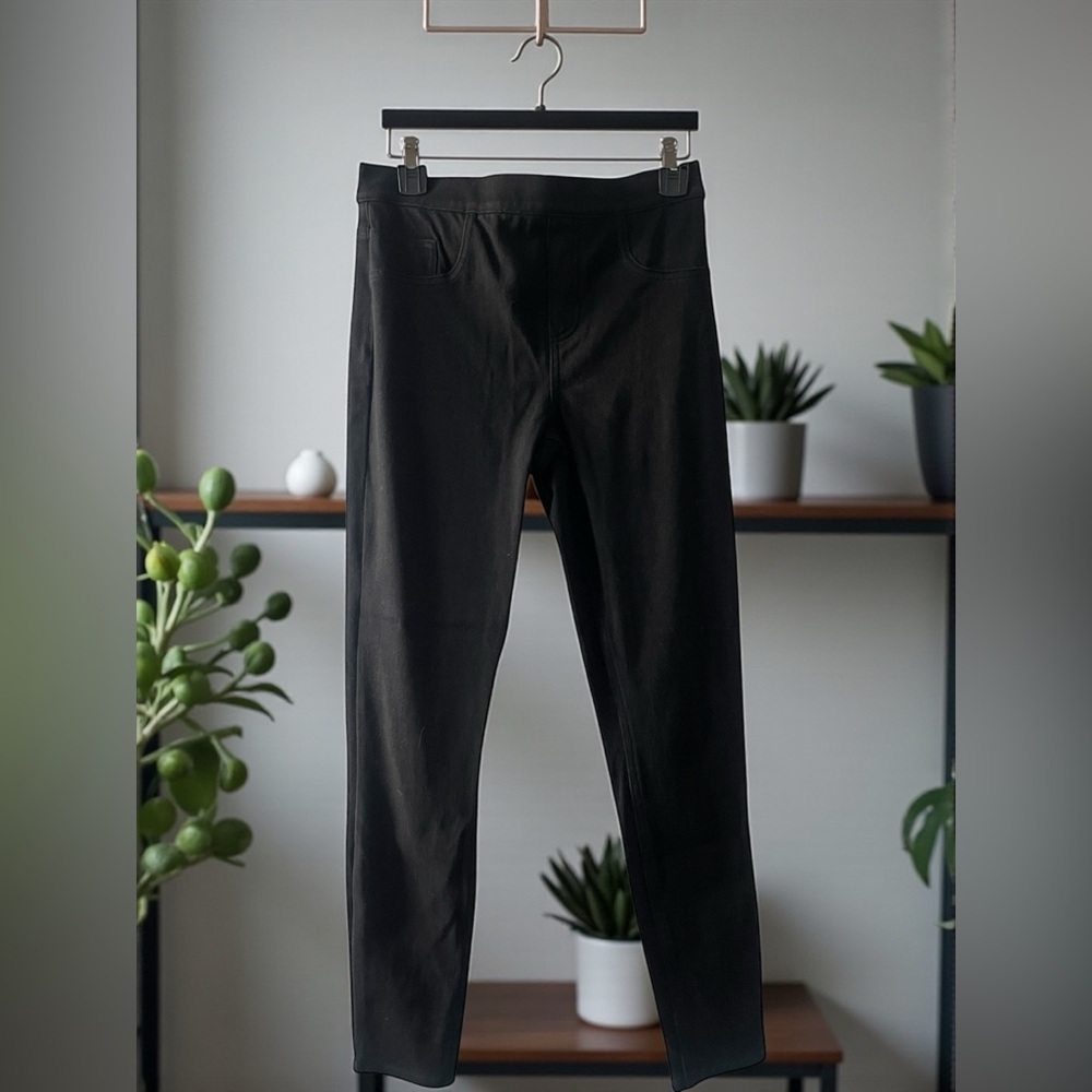 SPANX Jeanish Ankle Leggings  Pull On Skinny Stretch Black Tapered size Medium